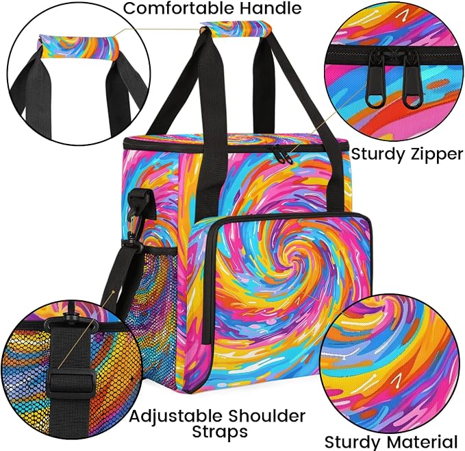Tie Dye Colorful Boho Rainbow Coffee Maker Carring Bag, Large Insulated Storage - Image 6