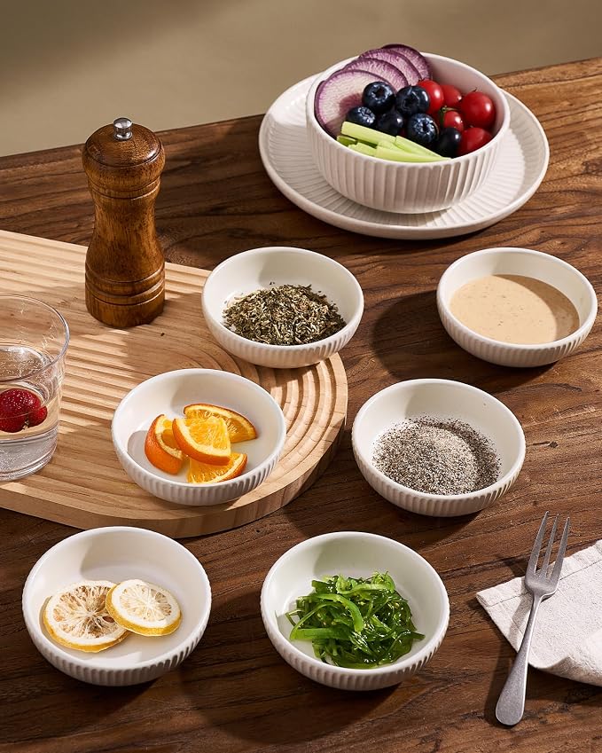 famiware Starlight Soy Sauce Dish Ceramic Dipping Bowls Set of 6, 3 oz - Image 6