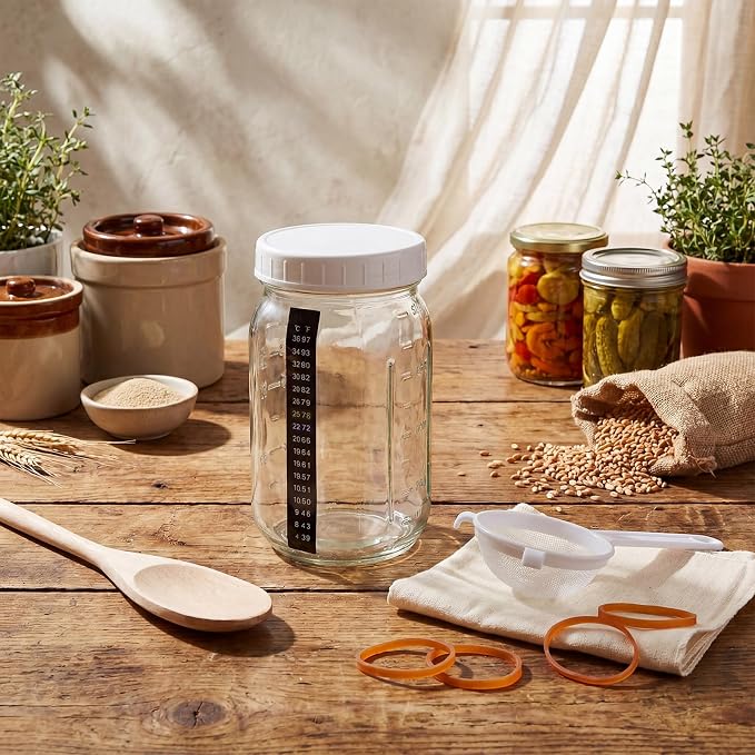 Honeydak 8 Pcs Complete Kefir Starter Kit Kombucha Fermenter Kit 32oz Mason Jar - Image 4