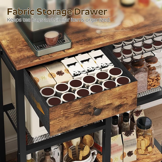 YATINEY Bakers Rack with Storage, 5-Tier Coffee Bar Station with Drawer - Image 6