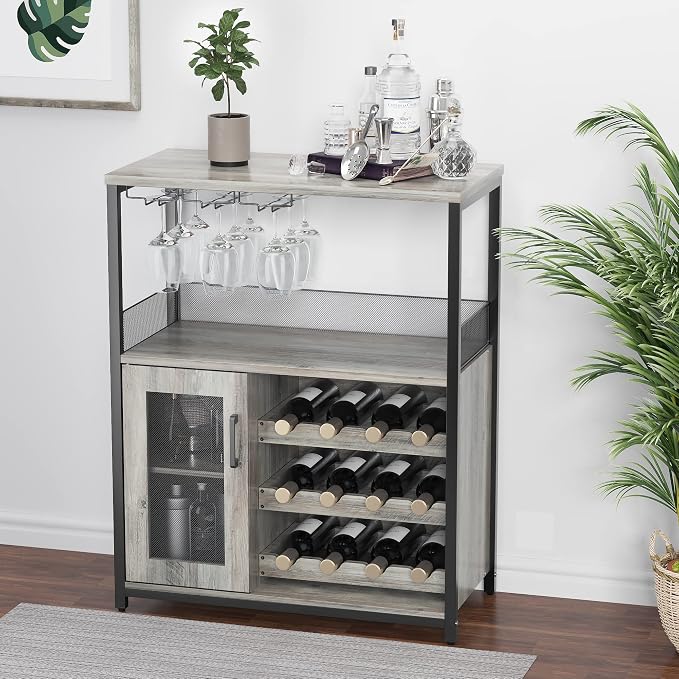 IDEALHOUSE 3-Tier Wine Bar Cabinet by IDEALHOUSE