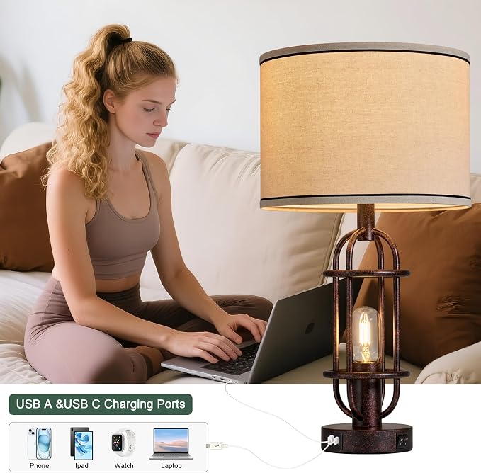 Reaketon 22.3" Table Lamps for Living Room Set of 2, Farmhouse Lamps for - Image 2