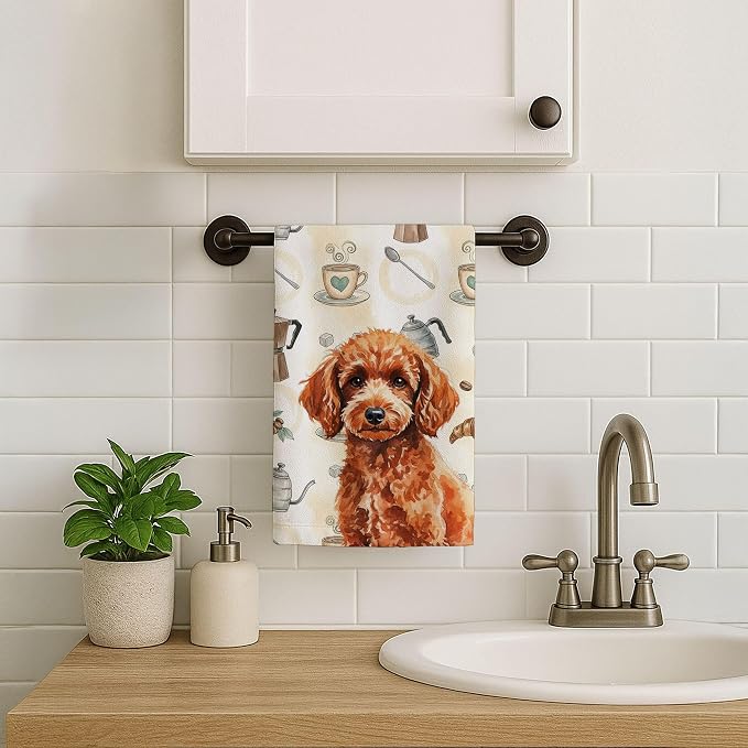 Caroline's Treasures Toy Red Poodle Coffee Bar Kitchen Towel Velour Plush Front - Image 7