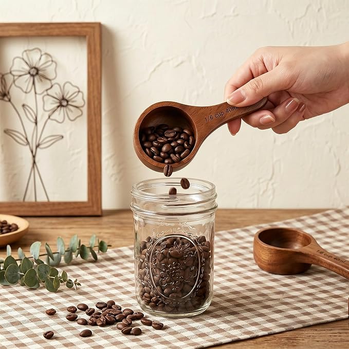 2 Pcs Coffee Scoop for Ground Coffee Walnut Wood Small Coffees Spoons 40 ml - Image 3