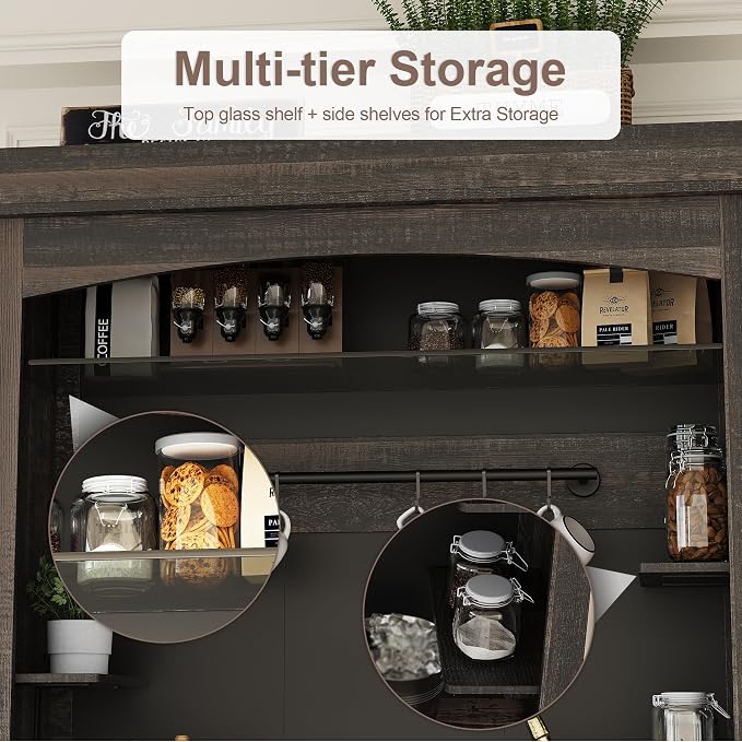 CABIHOME Farmhouse Coffee Bar Cabinet - Image 6