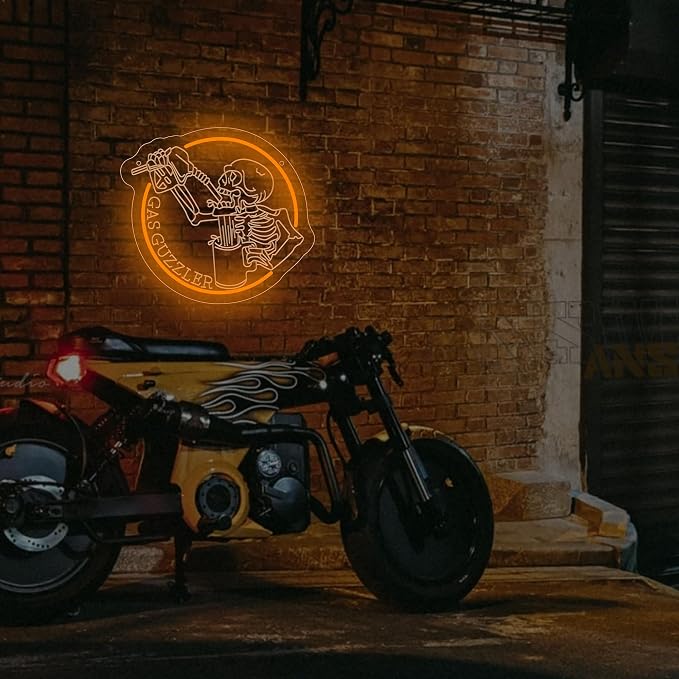 Gas Guzzler Skull Neon Sign Garage Wall Art LED - Image 8
