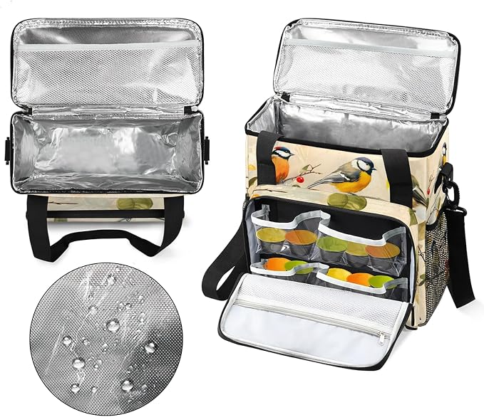 Vintage Bird Coffee Maker Carring Bag, Large Insulated Storage Organizer Case - Image 3