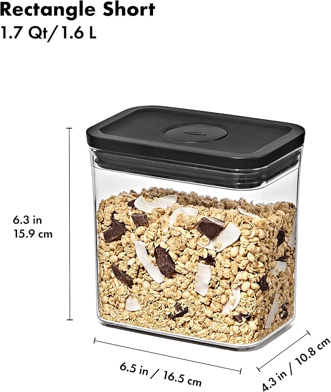 OXO Good Grips POP Container — Small Square Short — 1.7 Qt / 1.6 L — Matte Black - Image 7