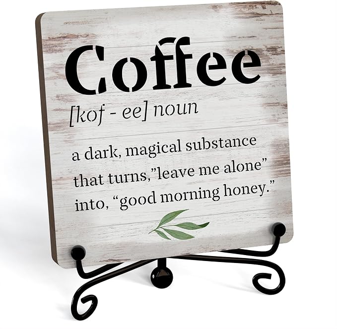 Coffee Bar Decor For Bar, Funny Cute Coffee Signs For Station Cafe Shop by JUSITAKEET