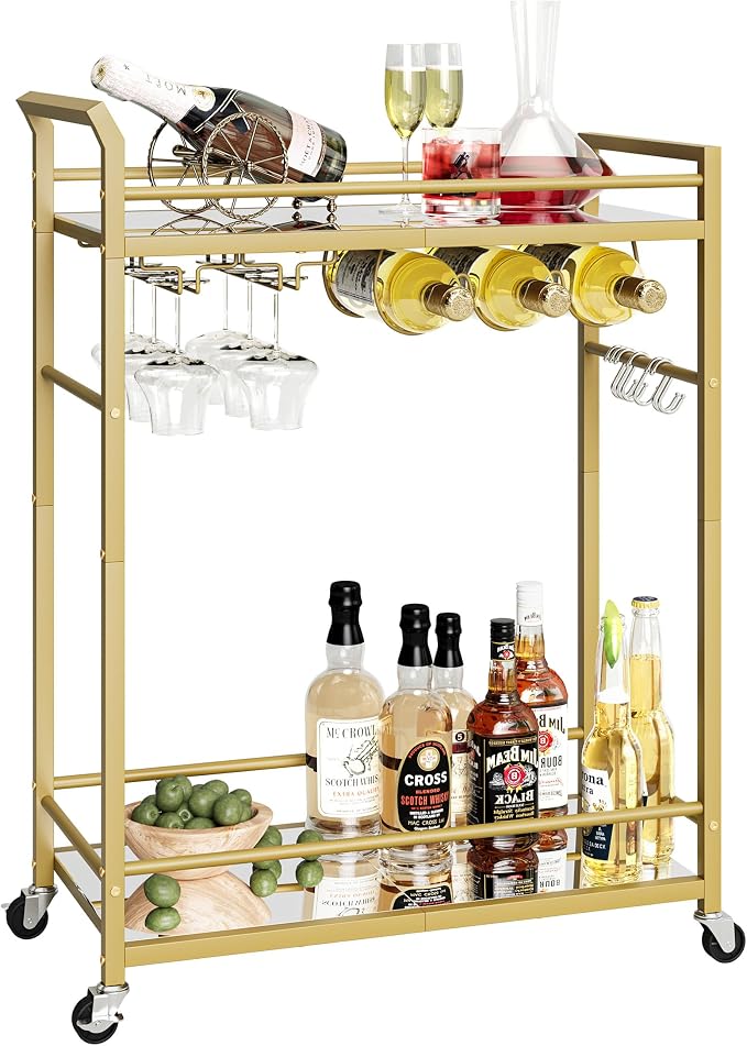 3 Tier Bar Cart, Small Beverage Cart, Mini Bar Cart - Image 4