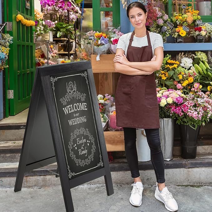 DAHAPYBOO Sandwich Board 40"x20" Solid Pine Wood Rustic Black, Chalk Board Sign - Image 6