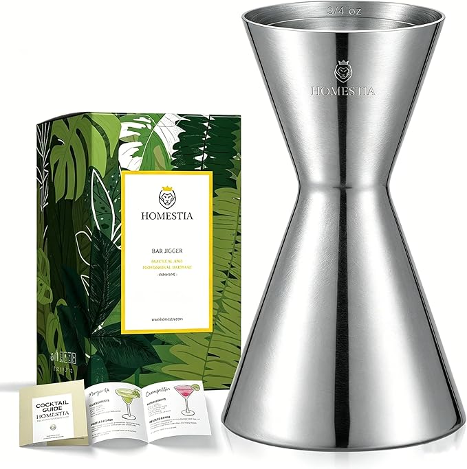 Homestia Stainless Steel Double Jigger, 1 oz to 2 oz Cocktail Measuring Cup by Homestia