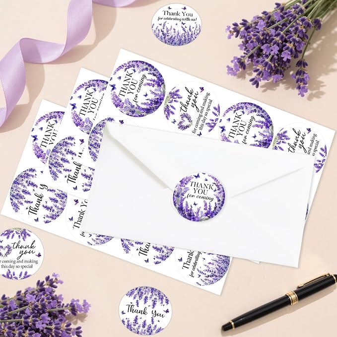 Serencatcher 80Pcs Lavender Thank You Stickers 2 Inch - Image 3