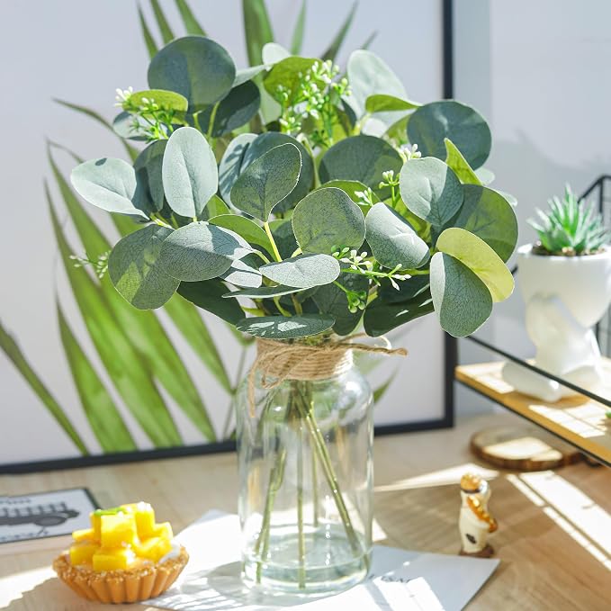 Der Rose 13.5" Fake Plants for Bathroom Decor Artificial Eucalyptus Stems in - Image 5