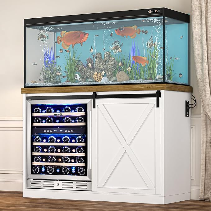 49.2" Coffee Bar Cabinet with Mini Fridge Space, Farmhouse Wine Bar Cabinet - Image 5