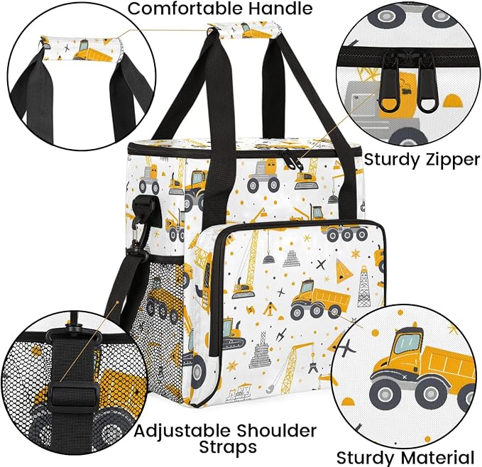Tractor Excavator Coffee Maker Carring Bag, Large Insulated Storage Organizer - Image 6