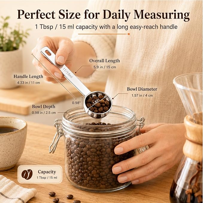 4 Pack Coffee Scoop Spoons, 1 Tbsp Stainless Steel Measuring Spoons - Image 3
