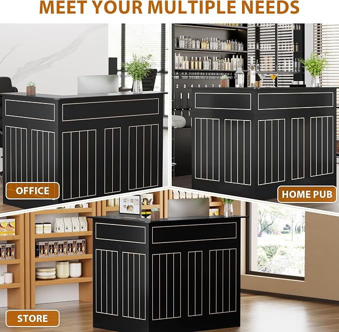 L Shaped Home Bar Unit, 4-Tier Corner Bar Cabinet - Image 9