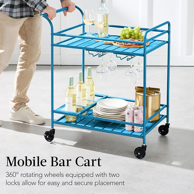 Best Choice Products Rolling Bar Cart, Mobile Home Bar Serving Cart, Serving - Image 5
