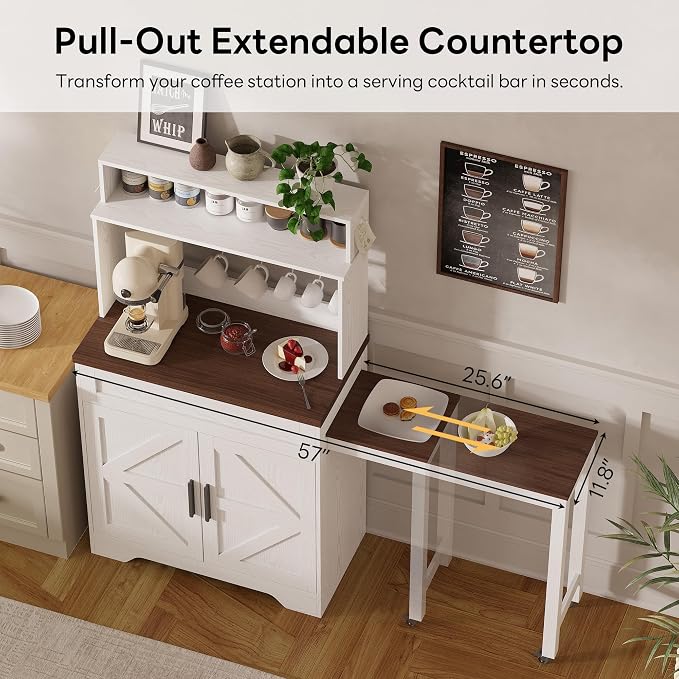LIKIMIO 57" Farmhouse Coffee Bar Cabinet - Image 3
