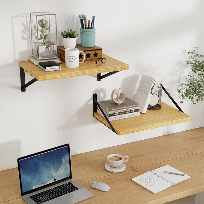 Floating Shelves 12 Inch Deep, 16W x 12D Wall Shelf Set of 2, 35 lbs Heavy Duty - Image 2