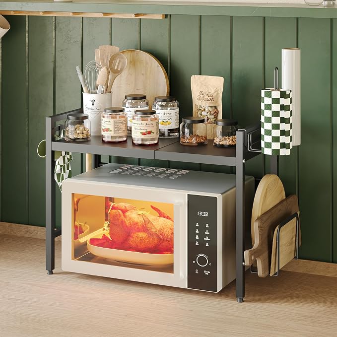NETEL Expandable Microwave Stand, 2 Tier Metal Kitchen Countertop Organizer - Image 2