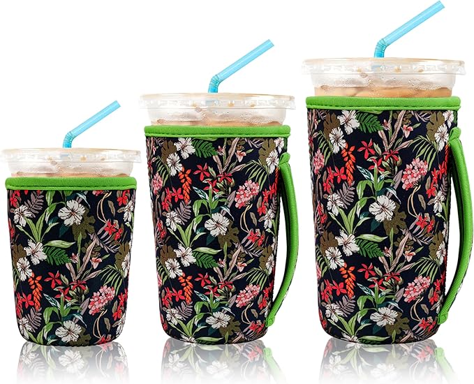 KJQJLY 3 Pack Reusable Iced Coffee Sleeves by KJQJLY