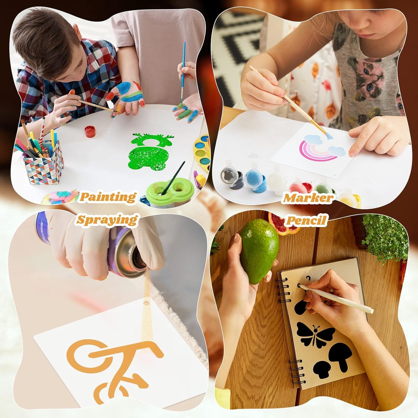100 Pcs Stencils for Painting on Wood Reusable Stencil Crafts Drawing Templates Holiday Wall Paper for DIY Scrapbook Home 2 x 2 Inch(Cute Baby Animal Style)