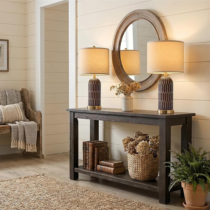 OYEARS 22.5" Bedside Table Lamps Set of 2, Farmhouse Table Lamp - Image 7