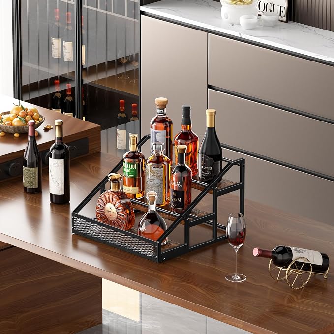 B4Life 3-Tier Liquor Bottle Display Shelf, Countertop Liquor Wine Rack - Image 2