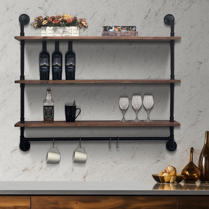 Industrial Pipe Shelving Pine Shelf, Pipe Shelves - Image 9