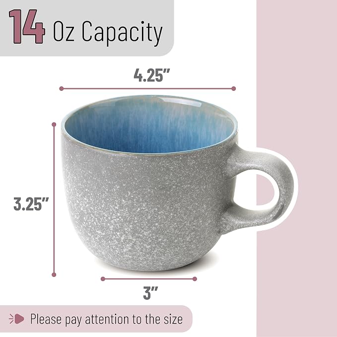 BTaT- Porcelain Coffee Mugs Set, 14 oz, 6 Pack, Ceramic Coffee Mugs, Matte - Image 4