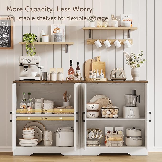 Sideboard Buffet Cabinet, Modern Farmhouse Kitchen Storage Cabinet, Living Room - Image 3