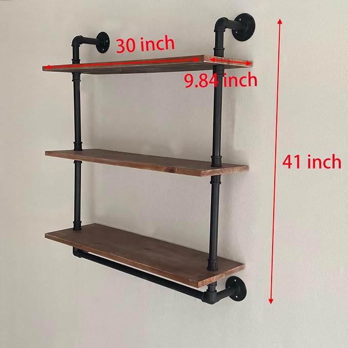 ROGMARS Industrial Floating Pipe Wall Shelves - Image 2