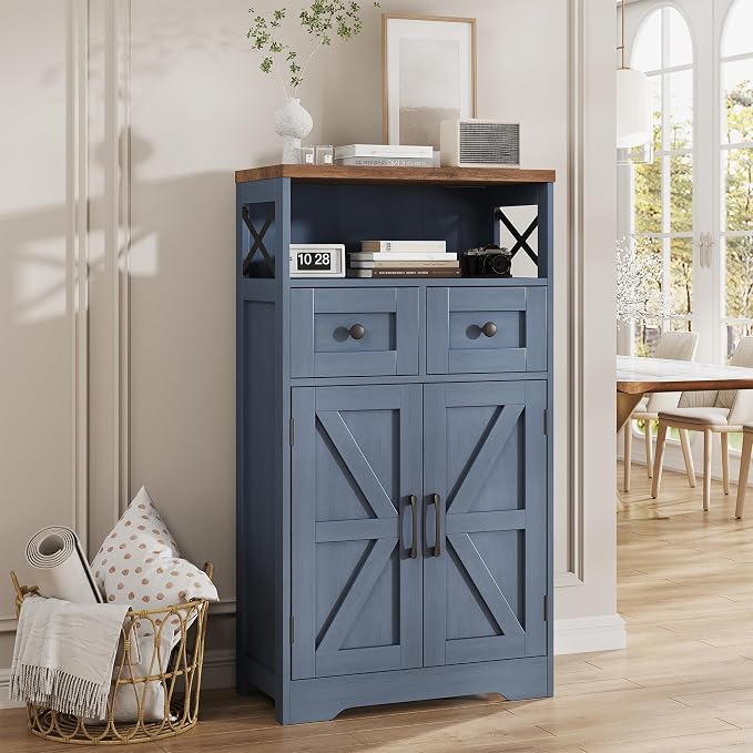 FiveWillowise Farmhouse Blue Storage Cabinet by FiveWillowise