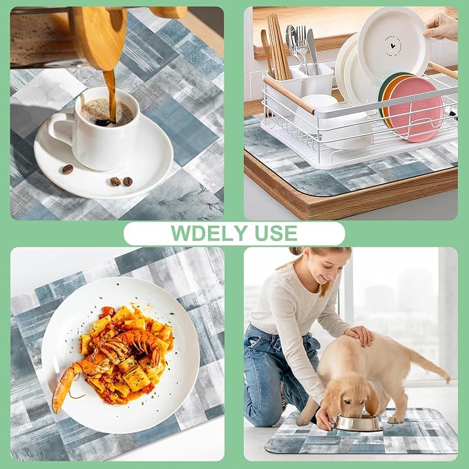 Dish Drying Mat for Kitchen Counter Absorbent Dish Coffee Mat 12"X19" - Image 7