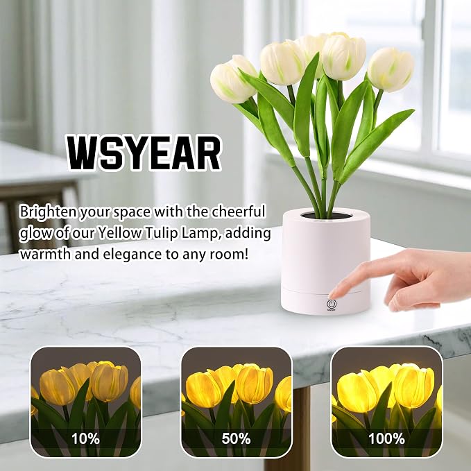 WSYEAR Flower Table Lamp Tulip Desk LED Night Light - Image 3
