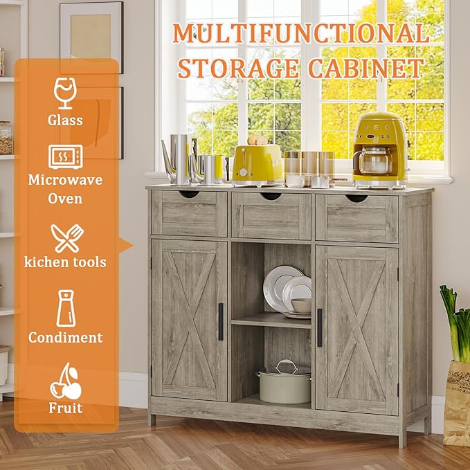 Viaozutis Storage Cabinet, Coffee Bar Cabinet - Image 3