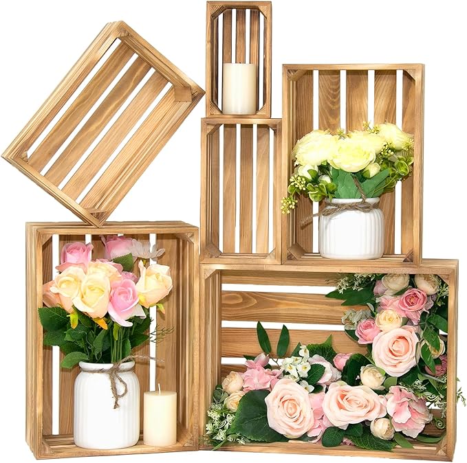 Wooden Crates for Display Large Rustic Nesting Wooden Basket by BOYMCOWBOYHOMEDECOR
