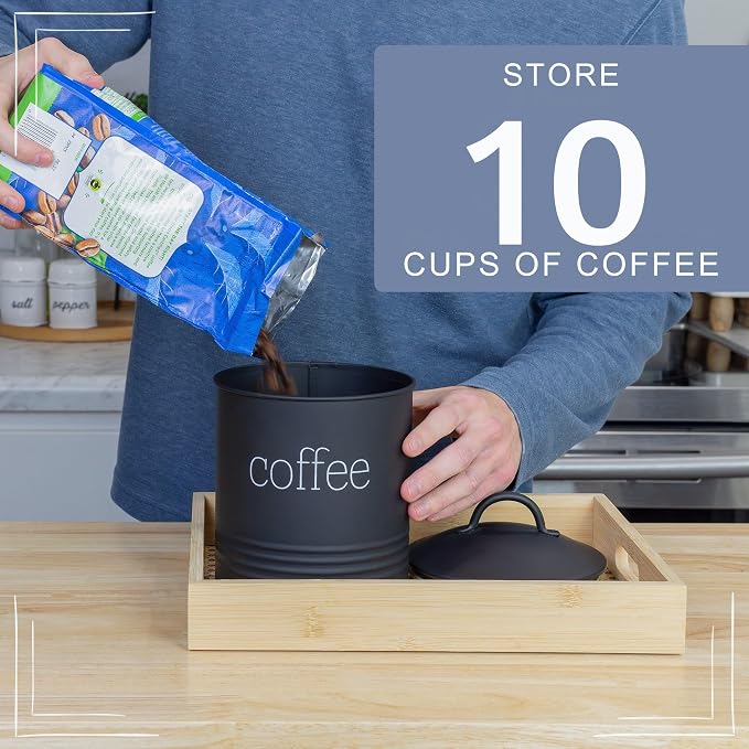 AuldHome Design Enamelware Black Coffee Canister; Modern Farmhouse Style Coffee - Image 5