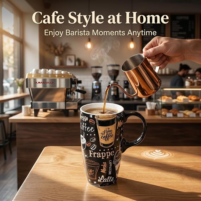 DUSVALLY 17oz Coffee Lover Ceramic Travel Mug - Image 2