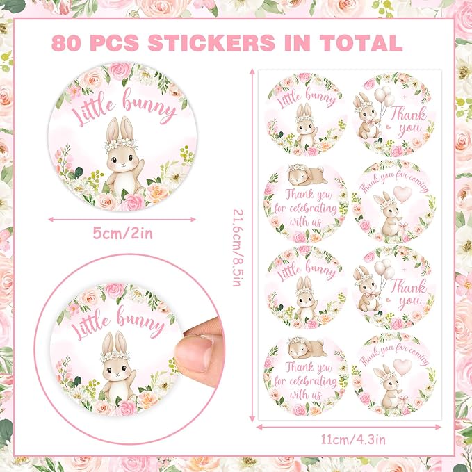 Serencatcher Rabbit Bunny Thank You Stickers - Image 5