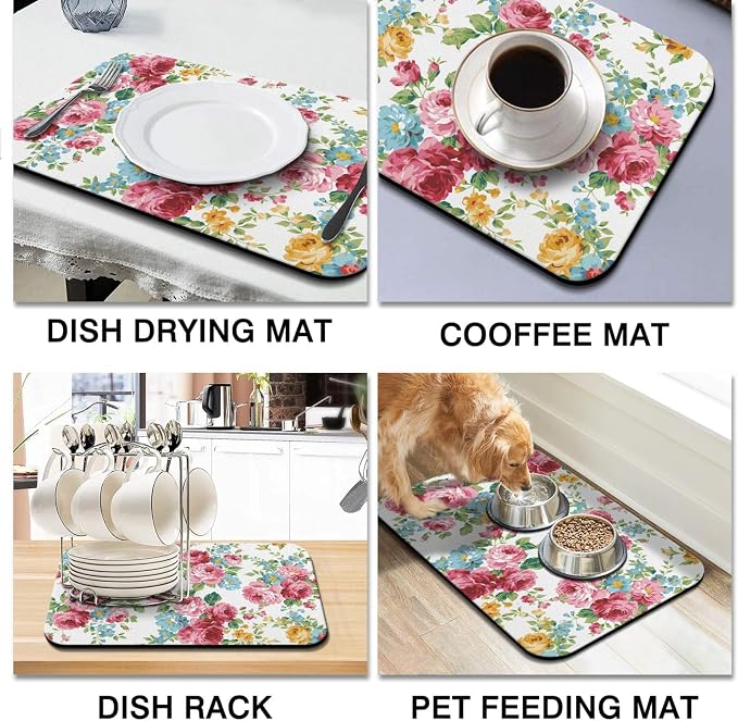 Coffee Bar Mat Accessories for Countertop Absorbent Hide Stain Rubber Backed - Image 2