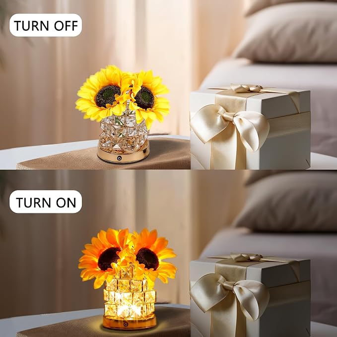 Sunflower Flower Lamp Gifts for Women, 3 Color Dimming Night Light for Womens - Image 4