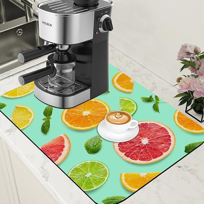 Citrus Fruits and Mint Leaves Dish Drying Mat by Unknown