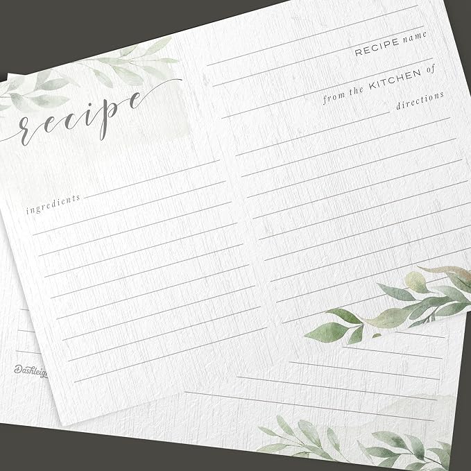 Farmhouse Greenery Recipe Cards from Dashleigh, 48 Cards, 4x6 inches, Sage - Image 5