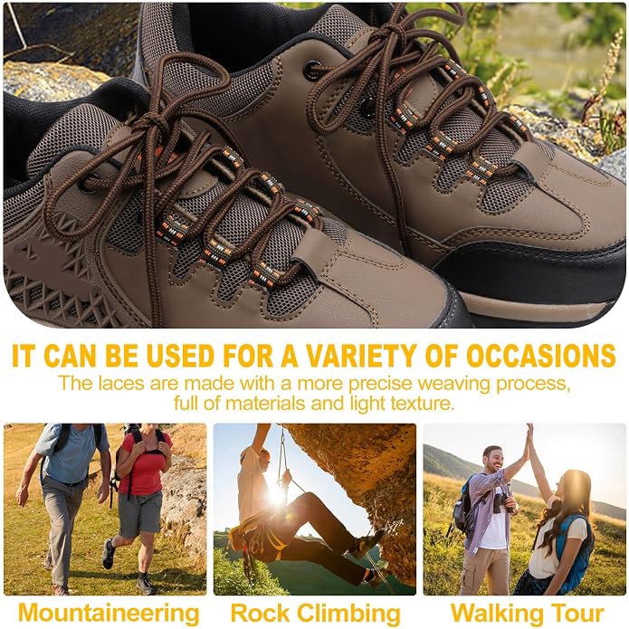 DELELE 2 Pair Round Boot Laces Outdoor Hiking Walking Shoelaces Dual Coloured - Image 6