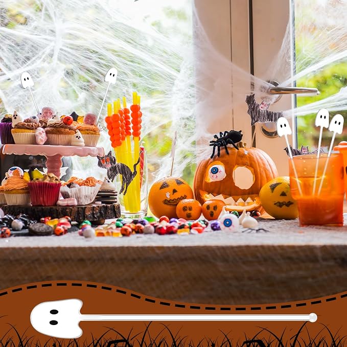 SiliFine 30 Pcs Halloween Swizzle Sticks Plastic Coffee and Cocktail Stirrers - Image 6