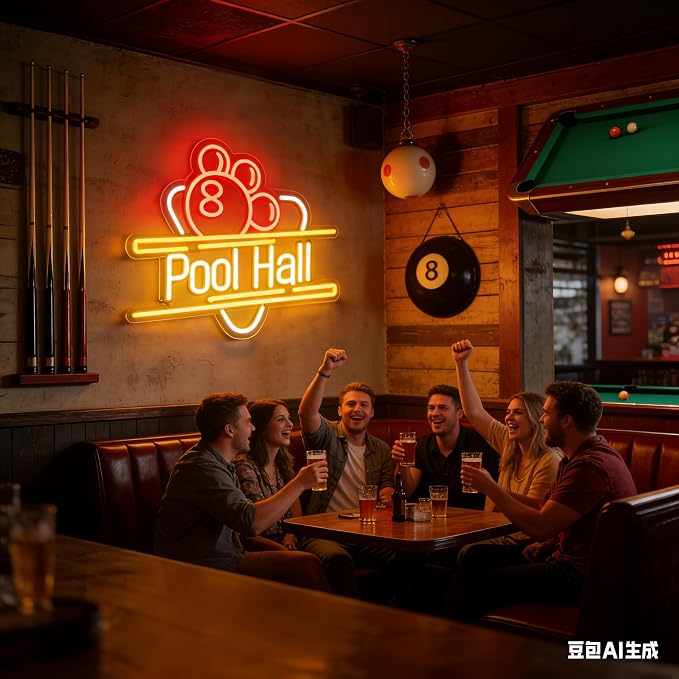 Ball Pool Hall Neon Sign Vintage Billiards Bar Light - Image 2