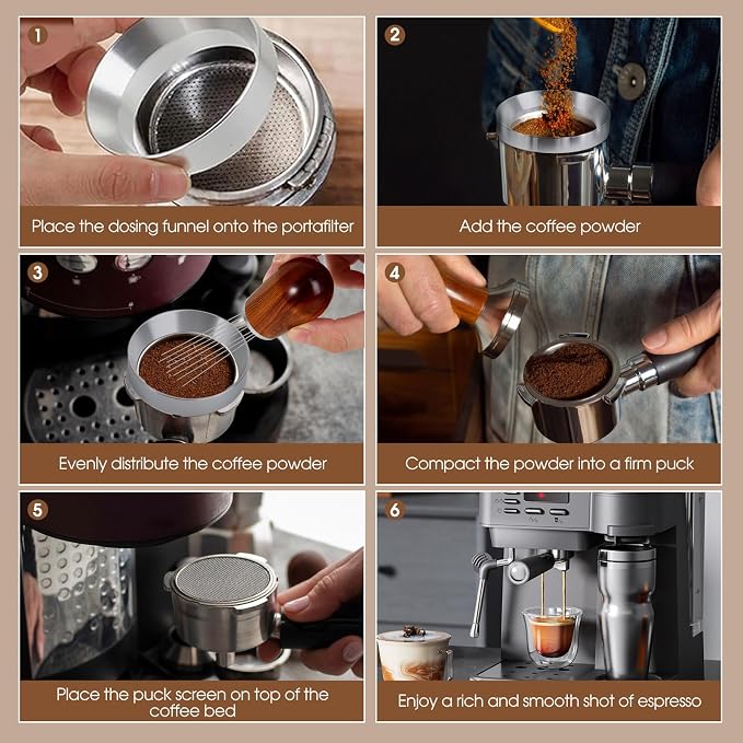 Reoszeank 54mm Espresso Accessories Kit, WDT Tool, Dosing Funnel and Puck - Image 5